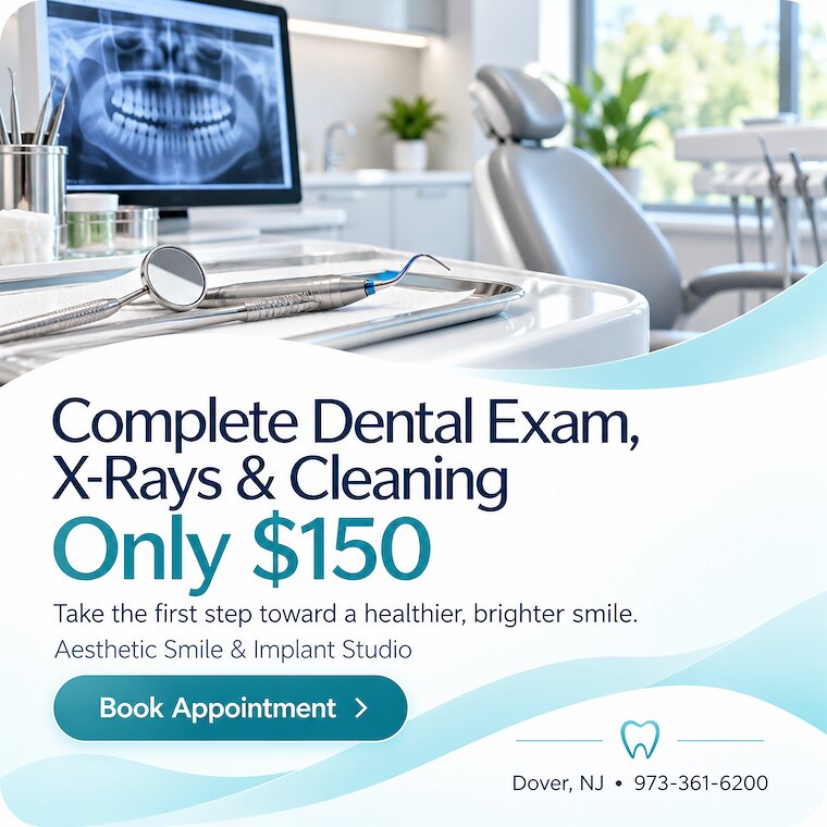 Complete Dental Exam, X-Rays & Cleaning &mdash; $150 at Aesthetic Smile & Implant Studio in Dover, NJ