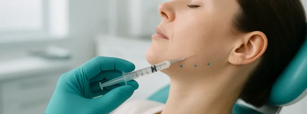 Botox injection along the jawline for masseter slimming in Dover, NJ